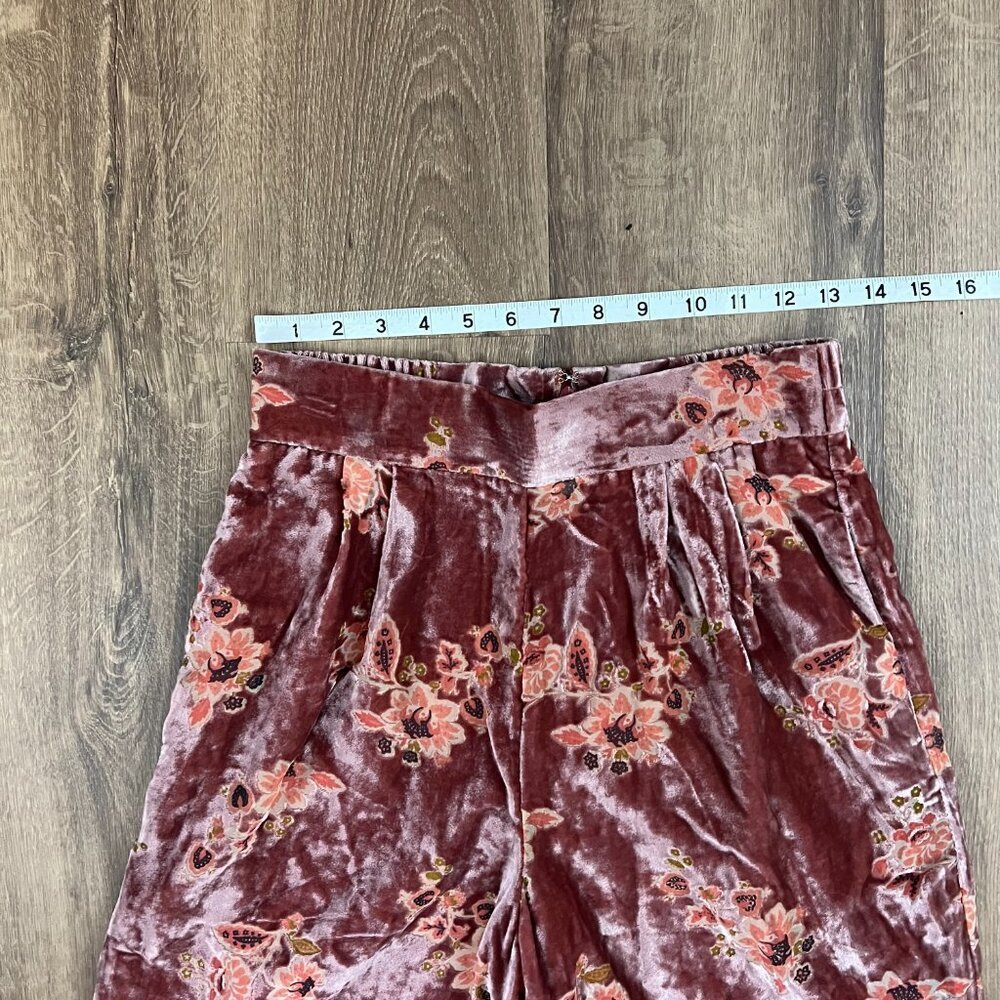 NEW Hutch Anthro Velvet Floral Wide Leg Pants Sz XS - Picture 8 of 16